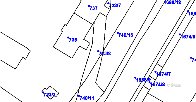 Parcela st. 723/8 v KÚ Kopřivnice, Katastrální mapa