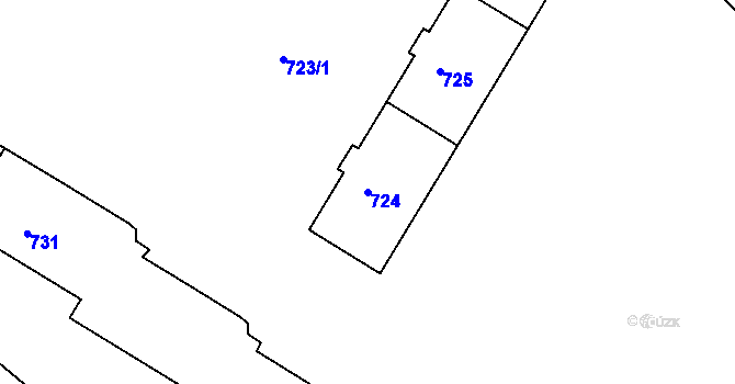Parcela st. 724 v KÚ Kopřivnice, Katastrální mapa