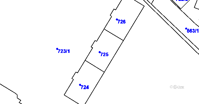 Parcela st. 725 v KÚ Kopřivnice, Katastrální mapa