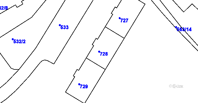 Parcela st. 728 v KÚ Kopřivnice, Katastrální mapa
