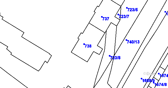 Parcela st. 738 v KÚ Kopřivnice, Katastrální mapa