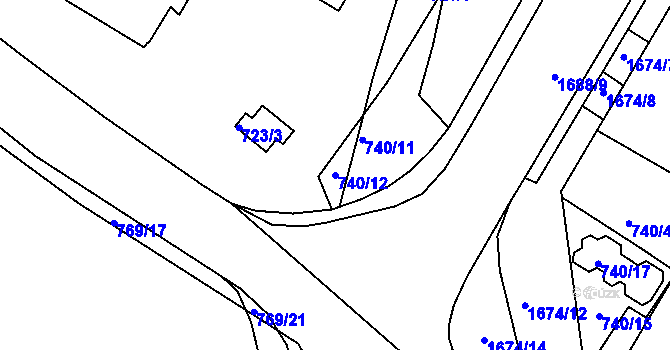 Parcela st. 740/12 v KÚ Kopřivnice, Katastrální mapa