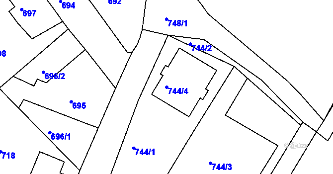 Parcela st. 744/4 v KÚ Kopřivnice, Katastrální mapa