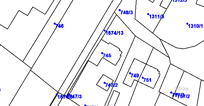 Parcela st. 745 v KÚ Kopřivnice, Katastrální mapa