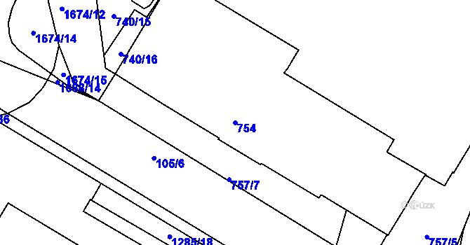 Parcela st. 754 v KÚ Kopřivnice, Katastrální mapa