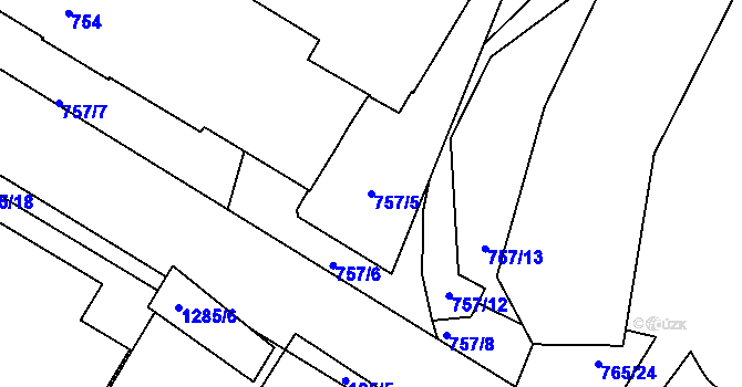 Parcela st. 757/5 v KÚ Kopřivnice, Katastrální mapa