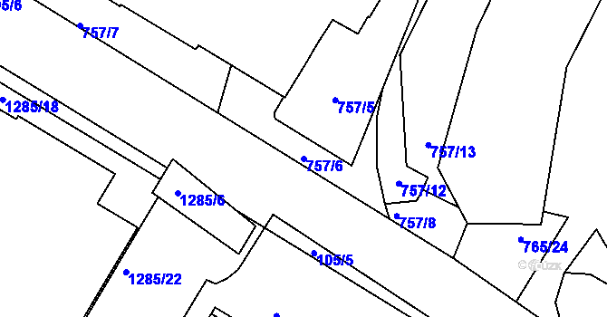 Parcela st. 757/6 v KÚ Kopřivnice, Katastrální mapa