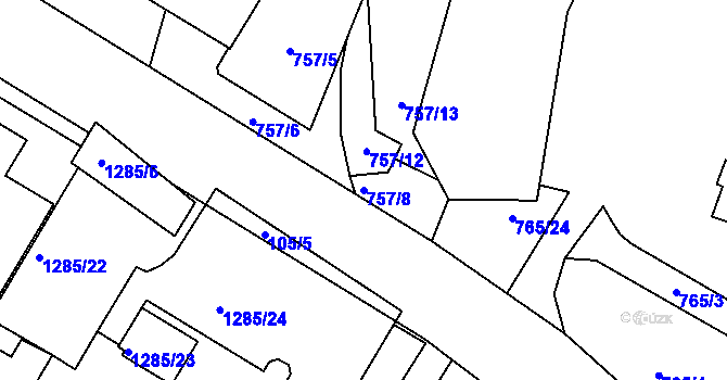 Parcela st. 757/8 v KÚ Kopřivnice, Katastrální mapa