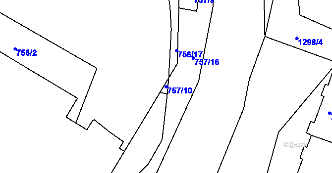 Parcela st. 757/10 v KÚ Kopřivnice, Katastrální mapa