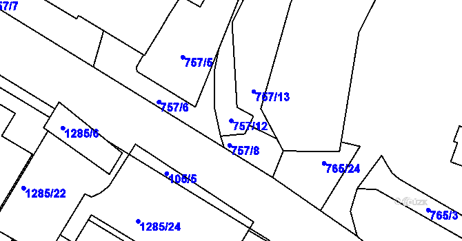 Parcela st. 757/12 v KÚ Kopřivnice, Katastrální mapa