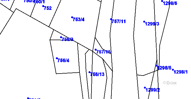 Parcela st. 757/15 v KÚ Kopřivnice, Katastrální mapa