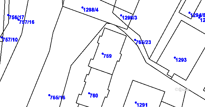 Parcela st. 759 v KÚ Kopřivnice, Katastrální mapa