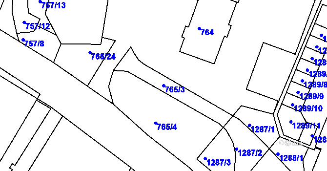 Parcela st. 765/3 v KÚ Kopřivnice, Katastrální mapa