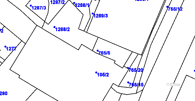 Parcela st. 765/5 v KÚ Kopřivnice, Katastrální mapa