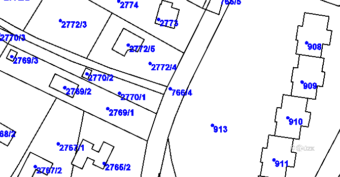 Parcela st. 766/4 v KÚ Kopřivnice, Katastrální mapa