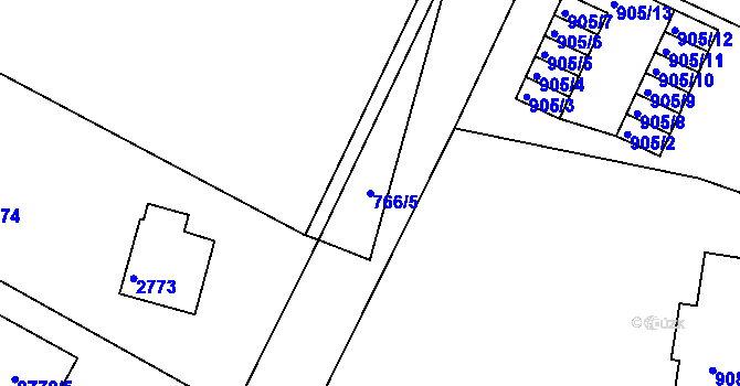 Parcela st. 766/5 v KÚ Kopřivnice, Katastrální mapa