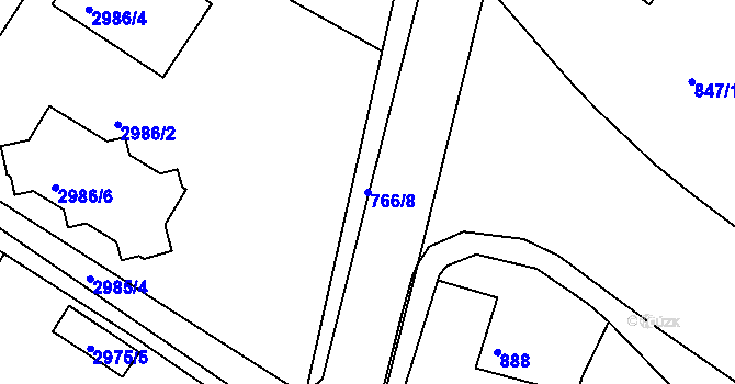 Parcela st. 766/8 v KÚ Kopřivnice, Katastrální mapa