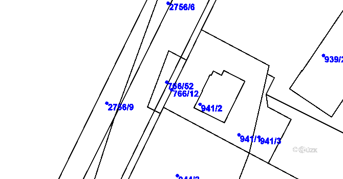 Parcela st. 766/12 v KÚ Kopřivnice, Katastrální mapa