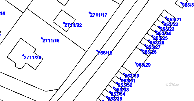 Parcela st. 766/18 v KÚ Kopřivnice, Katastrální mapa