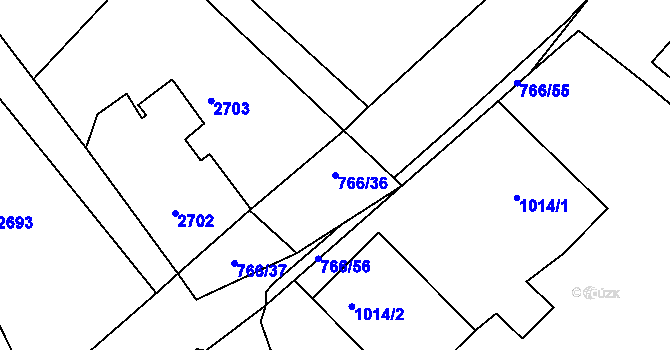 Parcela st. 766/36 v KÚ Kopřivnice, Katastrální mapa