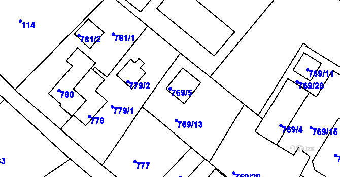 Parcela st. 769/5 v KÚ Kopřivnice, Katastrální mapa