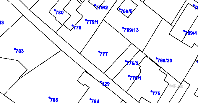 Parcela st. 777 v KÚ Kopřivnice, Katastrální mapa