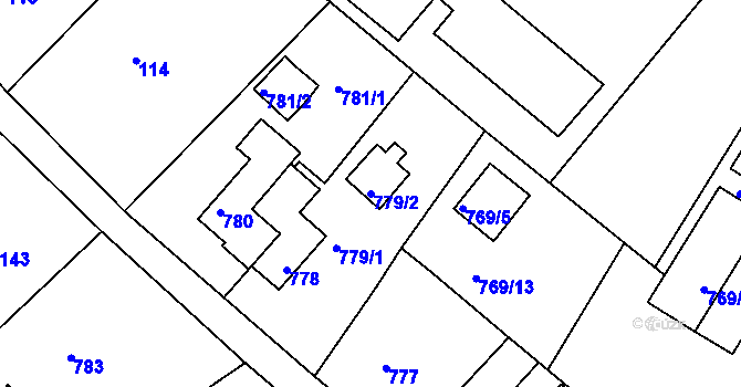 Parcela st. 779/2 v KÚ Kopřivnice, Katastrální mapa