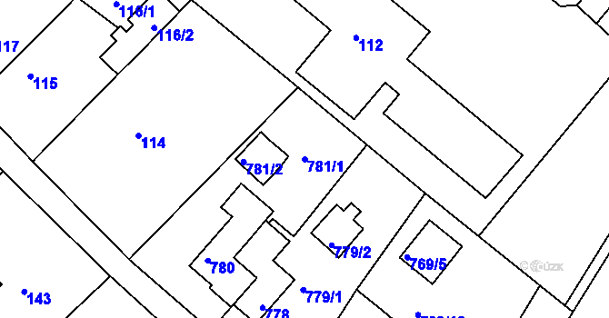 Parcela st. 781/1 v KÚ Kopřivnice, Katastrální mapa