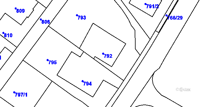 Parcela st. 792 v KÚ Kopřivnice, Katastrální mapa