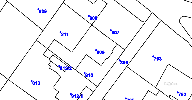 Parcela st. 809 v KÚ Kopřivnice, Katastrální mapa