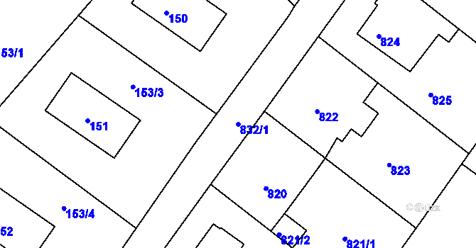 Parcela st. 832/1 v KÚ Kopřivnice, Katastrální mapa