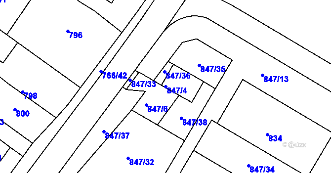 Parcela st. 847/4 v KÚ Kopřivnice, Katastrální mapa