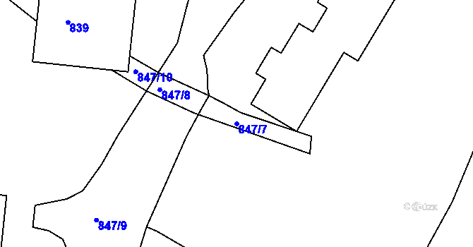 Parcela st. 847/7 v KÚ Kopřivnice, Katastrální mapa