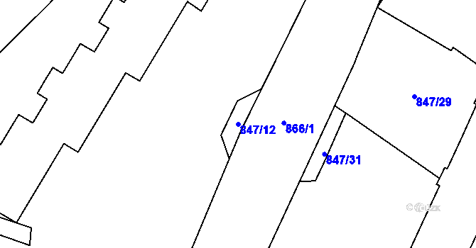 Parcela st. 847/12 v KÚ Kopřivnice, Katastrální mapa