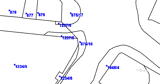 Parcela st. 875/16 v KÚ Kopřivnice, Katastrální mapa