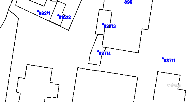 Parcela st. 887/4 v KÚ Kopřivnice, Katastrální mapa