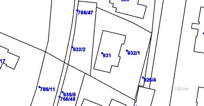 Parcela st. 931 v KÚ Kopřivnice, Katastrální mapa