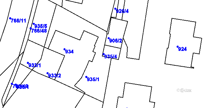 Parcela st. 935/4 v KÚ Kopřivnice, Katastrální mapa
