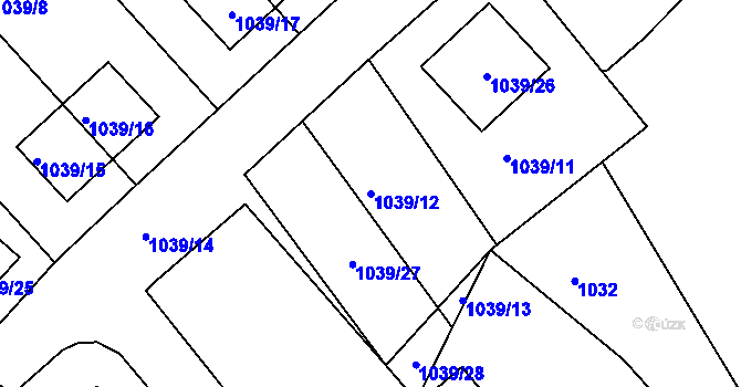 Parcela st. 1039/12 v KÚ Kopřivnice, Katastrální mapa