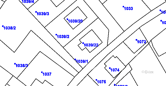 Parcela st. 1039/22 v KÚ Kopřivnice, Katastrální mapa