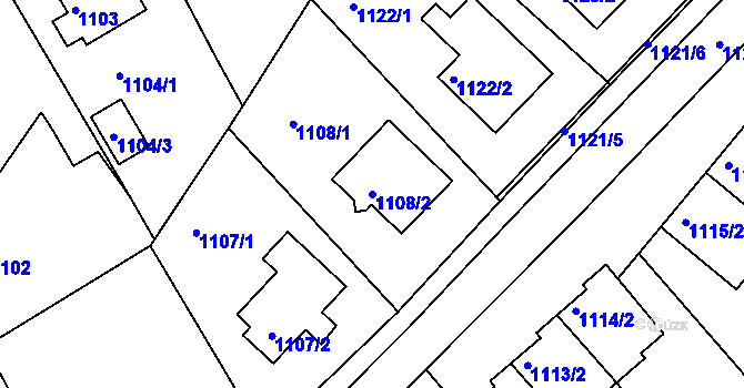 Parcela st. 1108/2 v KÚ Kopřivnice, Katastrální mapa