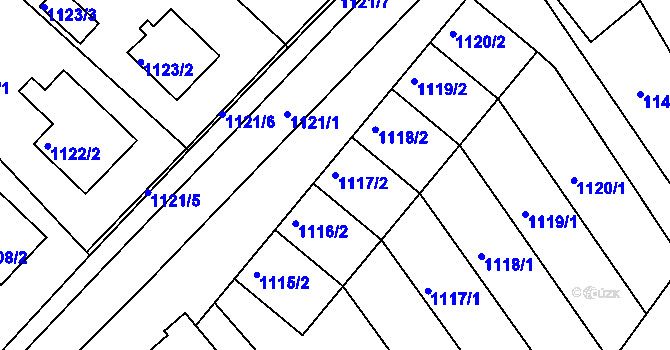 Parcela st. 1117/2 v KÚ Kopřivnice, Katastrální mapa