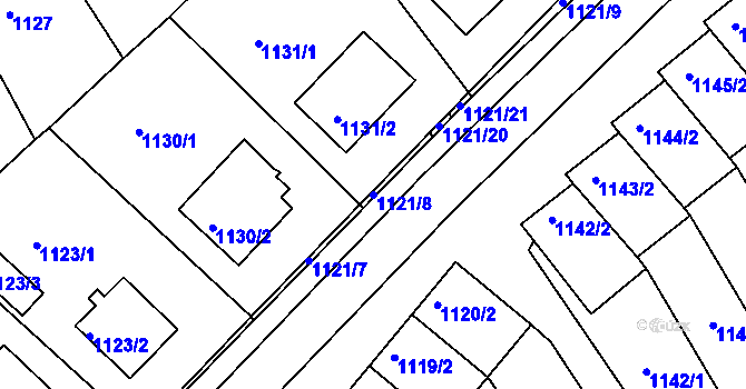 Parcela st. 1121/8 v KÚ Kopřivnice, Katastrální mapa