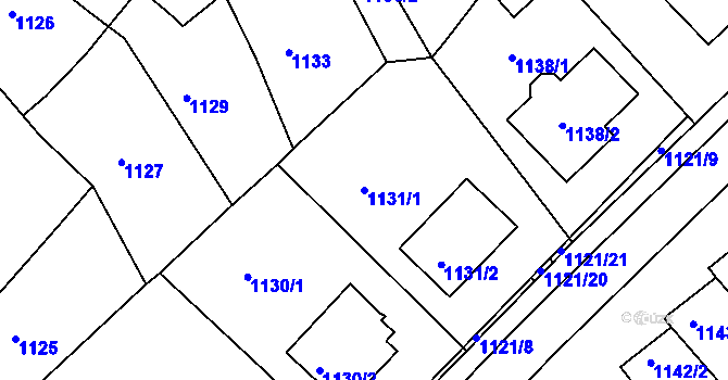 Parcela st. 1131/1 v KÚ Kopřivnice, Katastrální mapa