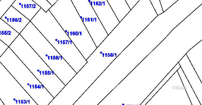 Parcela st. 1158/1 v KÚ Kopřivnice, Katastrální mapa