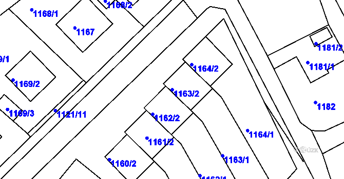 Parcela st. 1163/2 v KÚ Kopřivnice, Katastrální mapa
