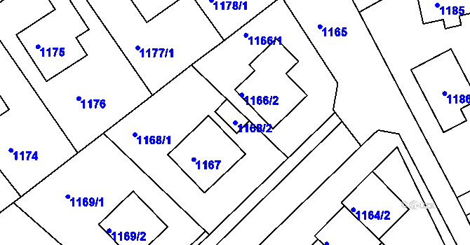 Parcela st. 1168/2 v KÚ Kopřivnice, Katastrální mapa