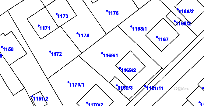 Parcela st. 1169/1 v KÚ Kopřivnice, Katastrální mapa