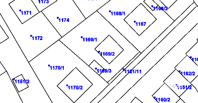 Parcela st. 1169/2 v KÚ Kopřivnice, Katastrální mapa