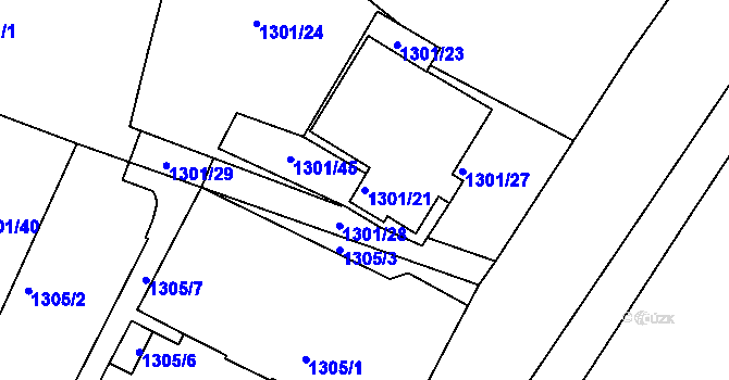 Parcela st. 1301/21 v KÚ Kopřivnice, Katastrální mapa